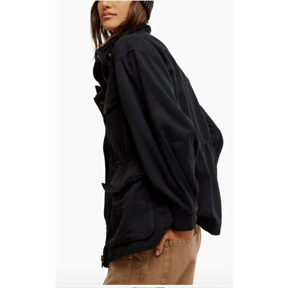 New Free People Arya Utility Jacket Womens Size Large Black - Picture 2 of 6